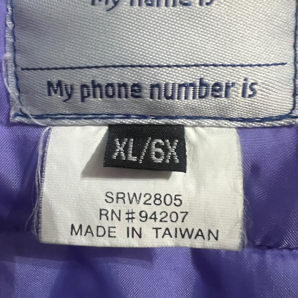 Rawik Kids Purple Insulated Snow Suit One Piece Ski Bib Hooded Girls XL 6X - Picture 5 of 13